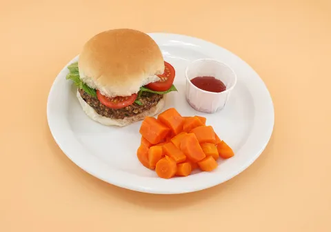 Bean Burger with Glazed Carrots