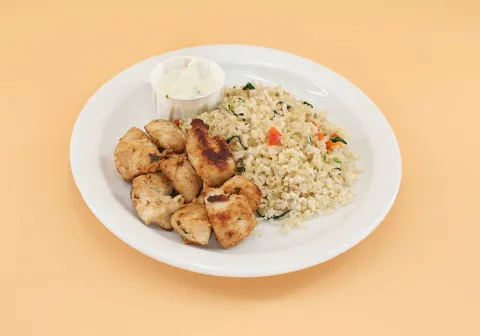 Chicken Souvlaki with Rice