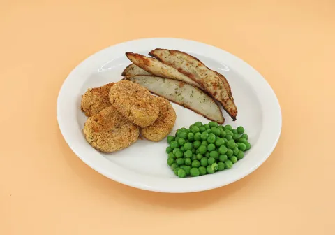 Chicken Nuggets with Wedges & Peas