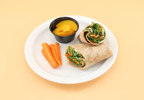 Hummus Wrap with Veggies & Fruit
