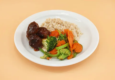 Sweet & Sour Meatballs with Rice & Veggies