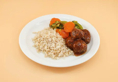 Sweet & Sour Veggie Bites with Rice & Veggies